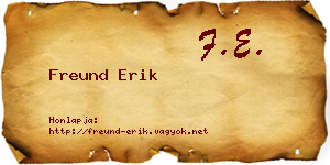 Freund Erik névjegykártya